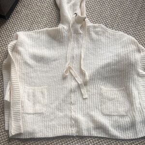 Poncho Cozy White Knit Hoodie one size small medium. Nordstrom